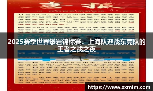 2025赛季世界攀岩锦标赛：上海队迎战东莞队的王者之战之夜